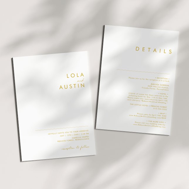 Moderner Minimalistischer Gold-Schriftart auf eine Einladung (Von Creator hochgeladen)