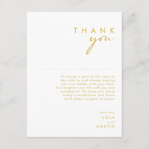 Moderner Minimalistischer Gold Schriftart Dankesch Postkarte