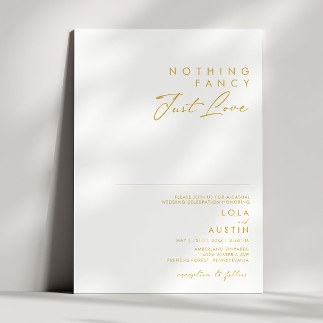 Moderner Minimalistischer Gold Schriftart Nichts E Einladung (Von Creator hochgeladen)