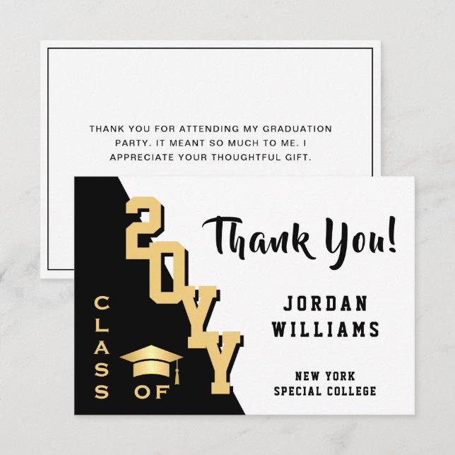 Moderner Minimalistischer Goldener Abschluss Dankeskarte (Vorne/Hinten)