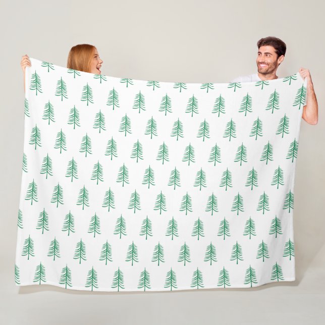 Moderner Minimalistischer Grüner Weihnachtsbaum Fleecedecke (Beispiel)