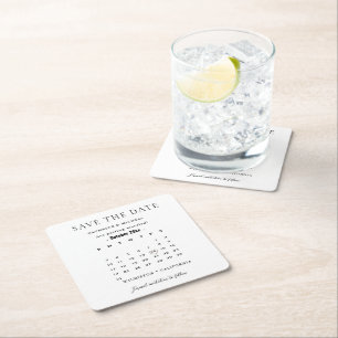Moderner Minimalistischer Hochzeitkalender Save th Rechteckiger Pappuntersetzer