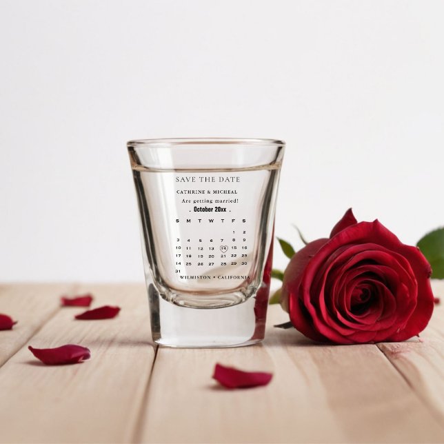 Moderner Minimalistischer Hochzeitkalender Save th Schnapsglas (Von Creator hochgeladen)