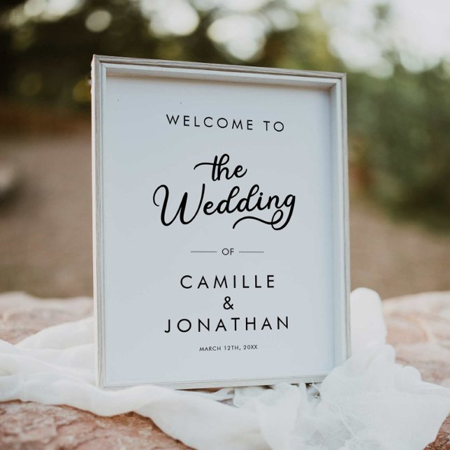 Moderner Minimalistischer Hochzeitsempfang Poster (Modern Wedding Welcome Poster)