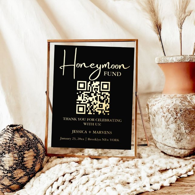 Moderner Minimalistischer Hochzeitsfonds QR-Code Foliendrucke (Von Creator hochgeladen)