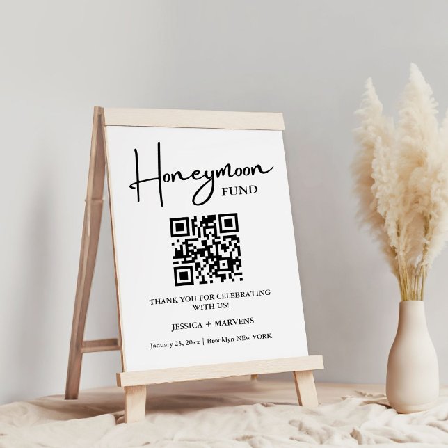 Moderner Minimalistischer Hochzeitsfonds QR-Code Poster (Von Creator hochgeladen)