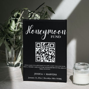 Moderner Minimalistischer Hochzeitsfonds QR-Code Sockelschild