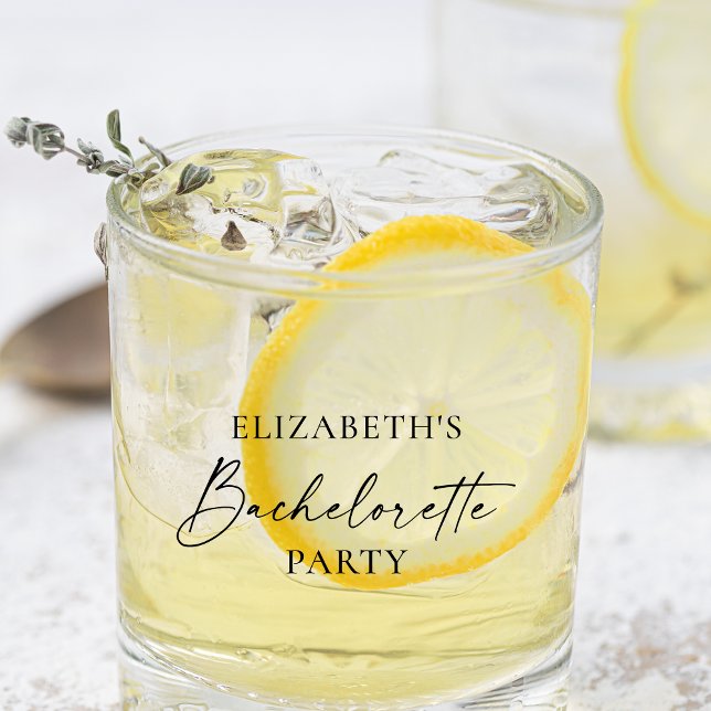 Moderner Minimalistischer Kalligraphie-Junggeselin Whiskyglas (Several styles to choose from.)