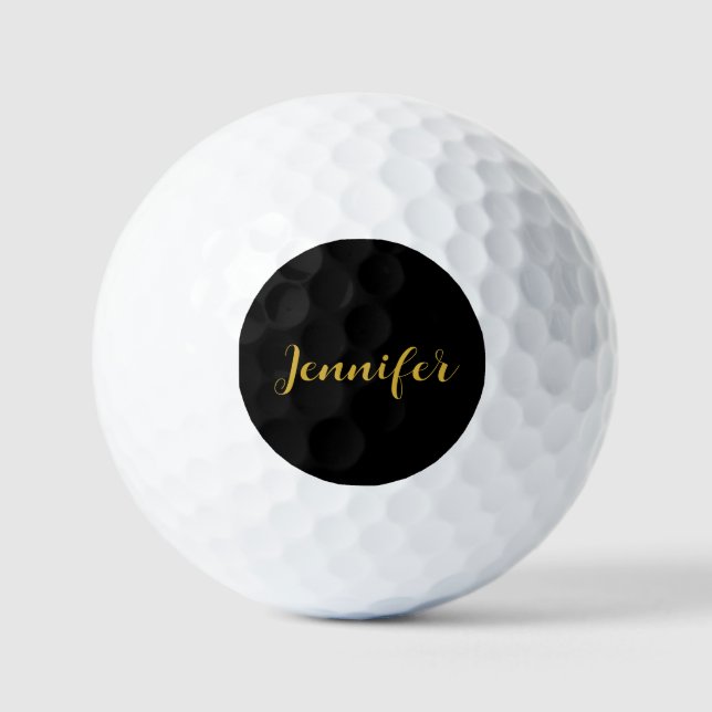 Moderner Minimalistischer Kalligraphiename Black G Golfball (Vorderseite)
