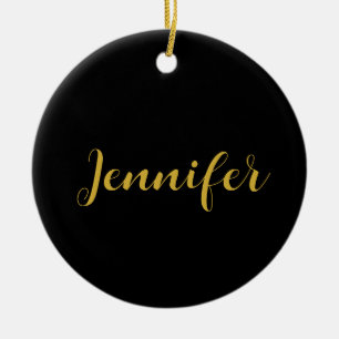 Moderner Minimalistischer Kalligraphiename Black G Keramik Ornament
