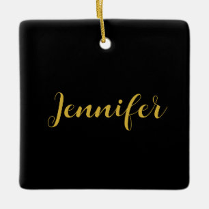 Moderner Minimalistischer Kalligraphiename Black G Keramikornament