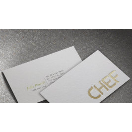 Moderner Minimalistischer Koch mit weißem und gold Visitenkarte