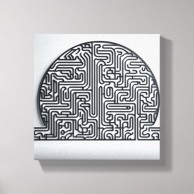 Moderner minimalistischer kreisförmiger Labyrinth  Leinwanddruck (Vorderseite)