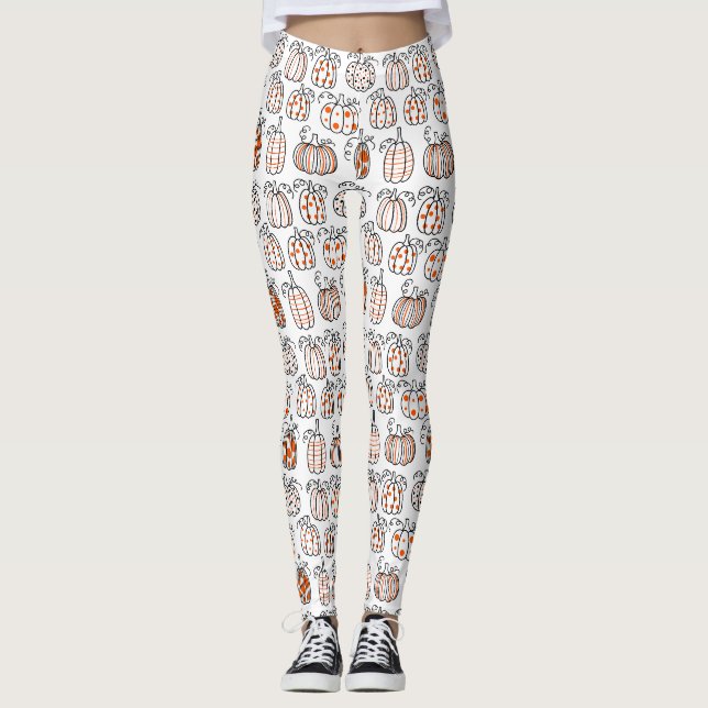 Moderner minimalistischer Kürbis – Oranges Abstrak Leggings (Vorderseite)