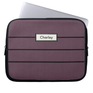 Moderner Minimalistischer Lila Mit Monogramm Name Laptopschutzhülle