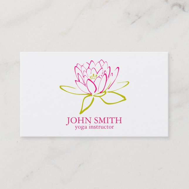 Moderner Minimalistischer Lotus Yoga Instructor Visitenkarte (Vorderseite)