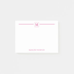 Moderner Minimalistischer Magenta Monogram Line Sq Post-it Klebezettel
