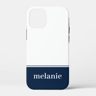 Moderner Minimalistischer Name iPhone Case   Navy 