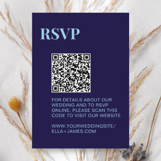 Moderner Minimalistischer Navy-Blue-QR-Code UAWG Begleitkarte