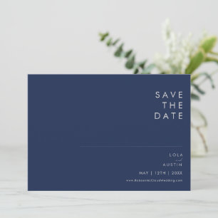 Moderner Minimalistischer Navy Blue Silver Schrift Save The Date