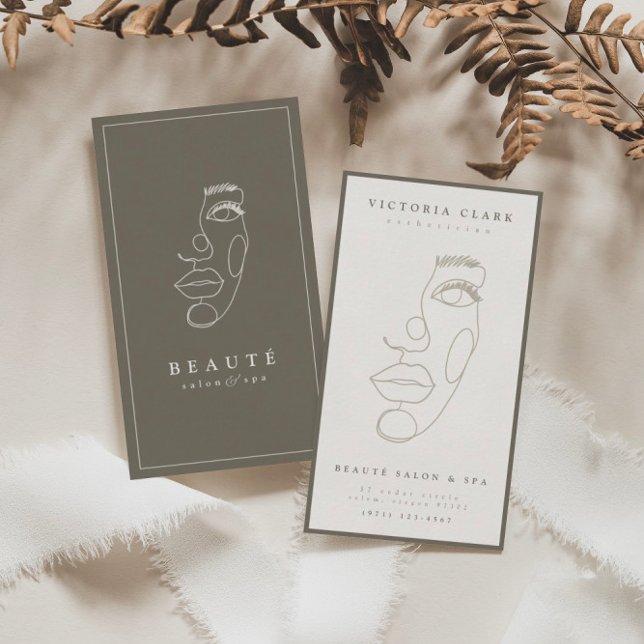 Moderner Minimalistischer neutraler Salon & Wellne Visitenkarte (Von Creator hochgeladen)