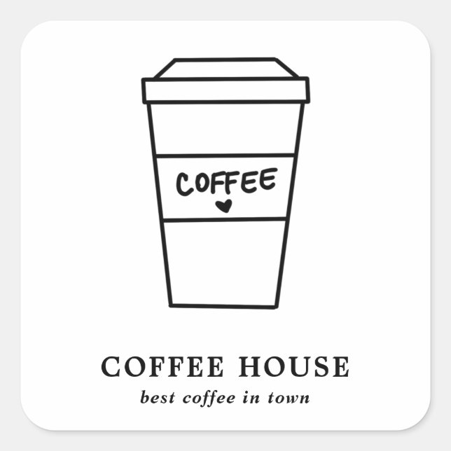 Moderner Minimalistischer Niedlicher Kaffee-Cup in Quadratischer Aufkleber (Vorderseite)