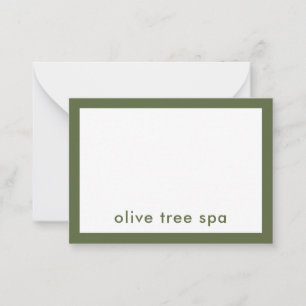 Moderner Minimalistischer Olive Green Wellness-Cen Mitteilungskarte