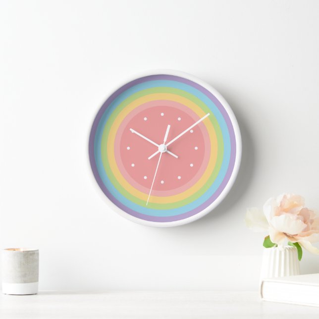 Moderner Minimalistischer Pastell-Regenbogen Uhr (Zuhause)