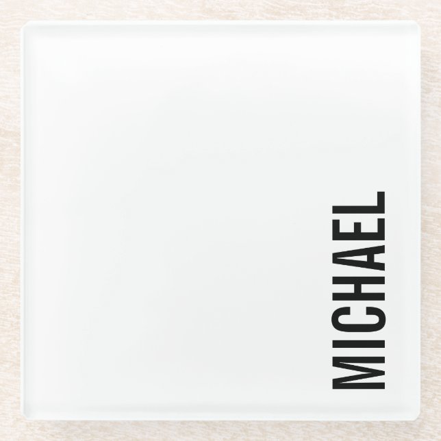 Moderner Minimalistischer Personalisierter Name Glasuntersetzer (Vorderseite)