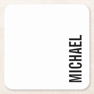 Moderner Minimalistischer Personalisierter Name Rechteckiger Pappuntersetzer