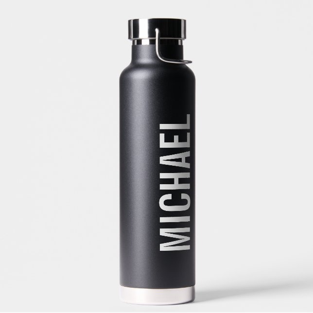 Moderner Minimalistischer Personalisierter Name Trinkflasche (Links)