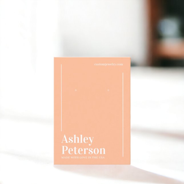 Moderner, minimalistischer Pfirsicheier Visitenkarte (Modern minimalist peach font earring business card)