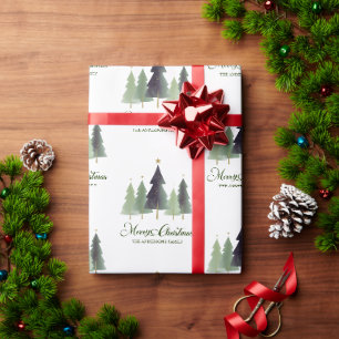 Moderner Minimalistischer Pine Tree Personalisiert Geschenkpapier
