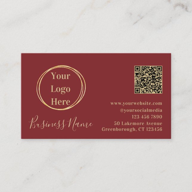 Moderner Minimalistischer QR-Code für Terracotta Visitenkarte (Vorderseite)