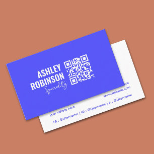 Moderner Minimalistischer QR-Code in blauer berufl Visitenkarte