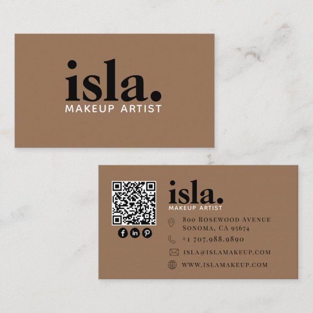 Moderner minimalistischer QR-Code-Makeup-Artist Visitenkarte (Vorne/Hinten)
