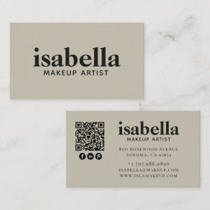 Moderner minimalistischer QR-Code-Makeup-Artist Visitenkarte