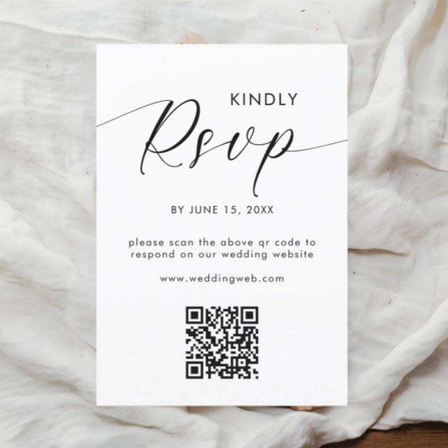 Moderner Minimalistischer QR-Code RSVP Karte (Von Creator hochgeladen)