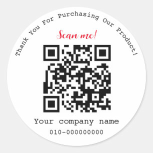 Moderner, Minimalistischer QR-Code Vielen Dank Runder Aufkleber
