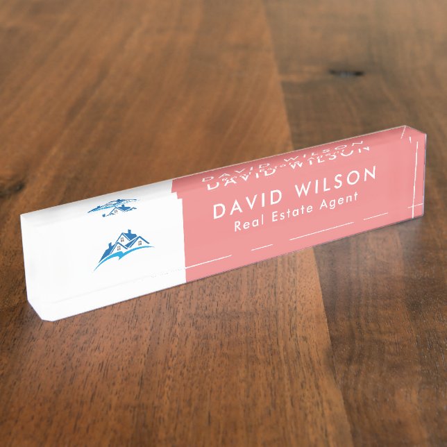 Moderner Minimalistischer Real Anwesen Agent Namensplakette (Seite)