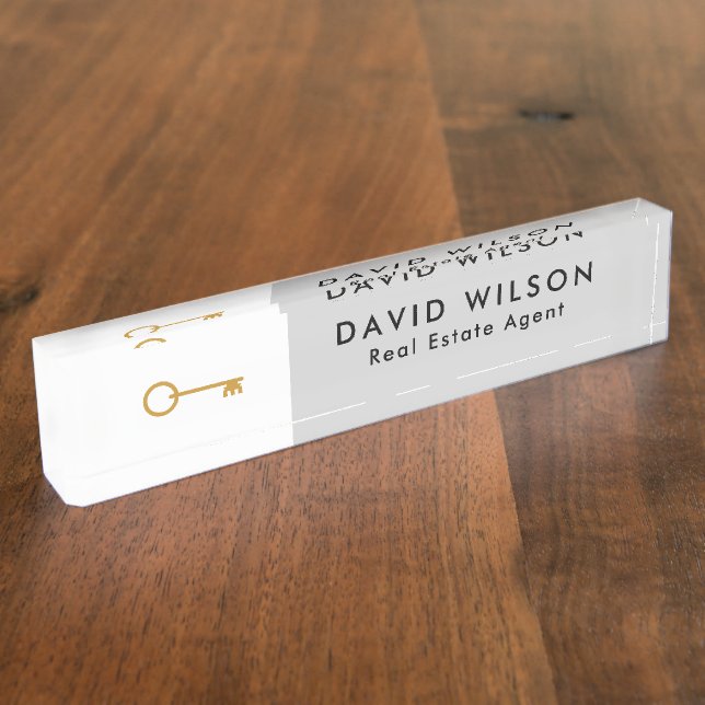 Moderner Minimalistischer Real Anwesen Agent Namensplakette (Seite)