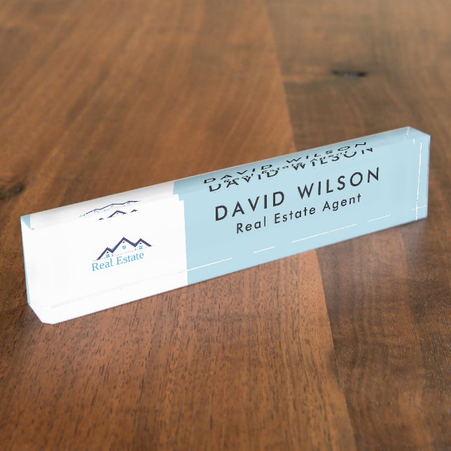 Moderner Minimalistischer Real Anwesen Agent Namensplakette (Seite)