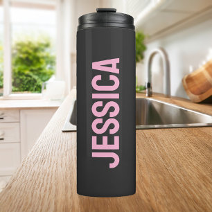 Moderner Minimalistischer rosafarbener Personalisi Thermosbecher