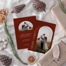 Moderner Minimalistischer Roter Pfeil 2 Foto Frohe Folien Feiertagskarte