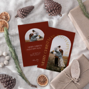 Moderner Minimalistischer Roter Pfeil 2 Foto Frohe Folien Feiertagskarte