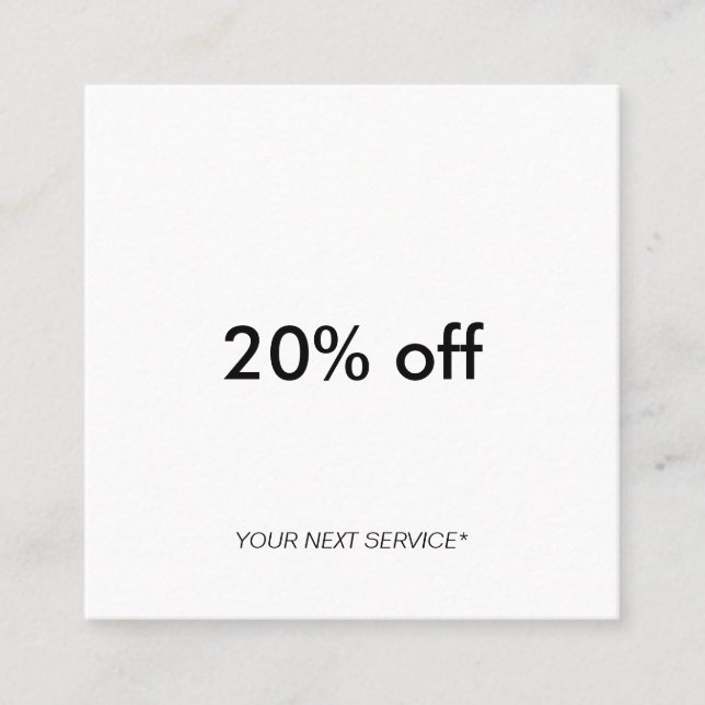 Moderner Minimalistischer sauberer Quadratische Visitenkarte (Vorderseite)