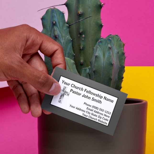 Moderner Minimalistischer schattiger Pastor der Sc Visitenkarte (Modern Minimalist Shaded Black Church Pastor Business Card)