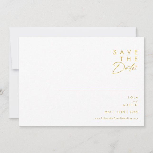 Moderner Minimalistischer Schriftart Horizontal Save The Date (Vorderseite)