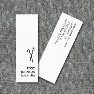 Moderner Minimalistischer Schwarz-weißer Haarstyl Mini Visitenkarte