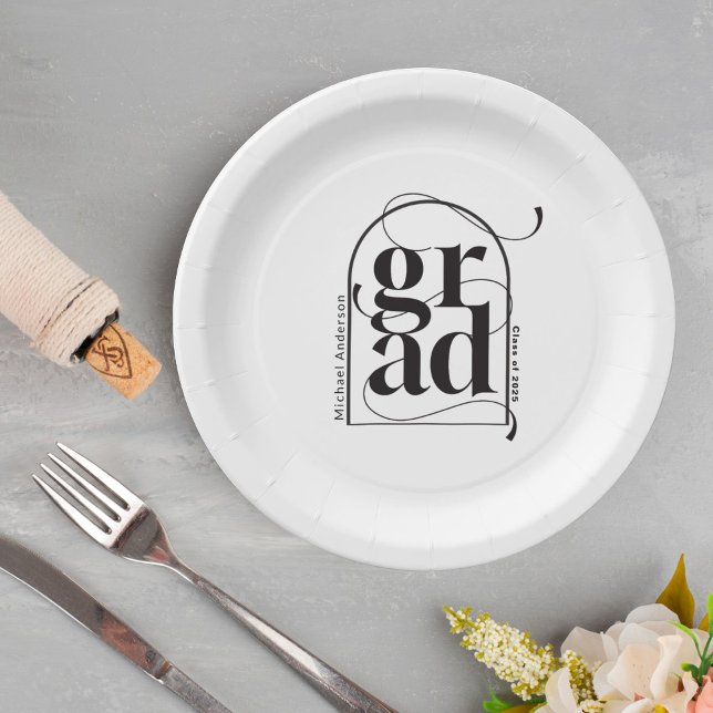 Moderner Minimalistischer Schwarzer Bogen, feiner  Pappteller (Von Creator hochgeladen)